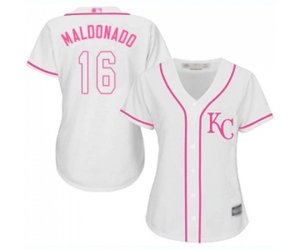 Women\'s Kansas City Royals #16 Martin Maldonado Replica White Fashion Cool Base Baseball Jersey