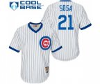 Chicago Cubs #21 Sammy Sosa Authentic White Home Cooperstown Baseball Jersey