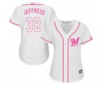 Women's Milwaukee Brewers #32 Jeremy Jeffress Replica White Fashion Cool Base Baseball Jersey