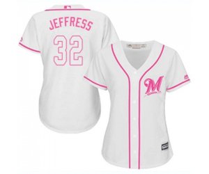 Women\'s Milwaukee Brewers #32 Jeremy Jeffress Replica White Fashion Cool Base Baseball Jersey