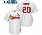 St. Louis Cardinals #20 Lou Brock Replica White Home Cool Base Baseball Jersey