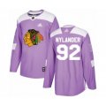 Chicago Blackhawks #92 Alexander Nylander Authentic Purple Fights Cancer Practice Hockey Jersey
