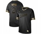 Oakland Athletics #2 Khris Davis Authentic Black Gold Fashion Baseball Jersey