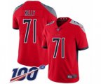 Tennessee Titans #71 Dennis Kelly Limited Red Inverted Legend 100th Season Football Jersey