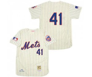 1969 New York Mets #41 Tom Seaver Authentic Cream Throwback Baseball Jersey