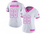 Women Dallas Cowboys #28 Darren Woodson Limited White Pink Rush Fashion NFL Jersey