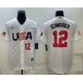 USA Baseball #12 Kyle Schwarber Number 2023 White World Baseball Classic Stitched Jerseys