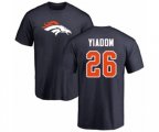 Denver Broncos #26 Isaac Yiadom Navy Blue Name & Number Logo T-Shirt