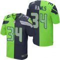Seattle Seahawks #34 Thomas Rawls Elite Navy Green Split Fashion NFL Jersey