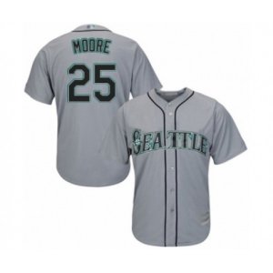 Seattle Mariners #25 Dylan Moore Authentic Grey Road Cool Base Baseball Player Jersey