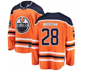 Edmonton Oilers #28 Kyle Brodziak Authentic Orange Home Fanatics Branded Breakaway NHL Jersey