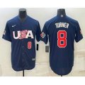 USA Baseball #8 Trea Turner Number 2023 Navy World Baseball Classic Stitched Jerseys