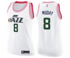 Women's Utah Jazz #8 Emmanuel Mudiay Swingman White Pink Fashion Basketball Jersey