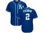 Kansas City Royals #2 Alcides Escobar Royal Blue Team Logo Fashion Stitched MLB Jersey