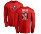 Tampa Bay Buccaneers #21 Justin Evans Red Name & Number Logo Long Sleeve T-Shirt