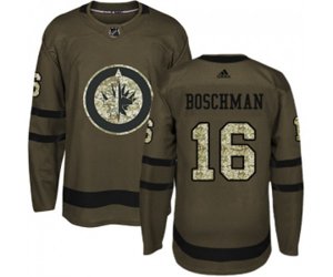 Winnipeg Jets #16 Laurie Boschman Premier Green Salute to Service NHL Jersey