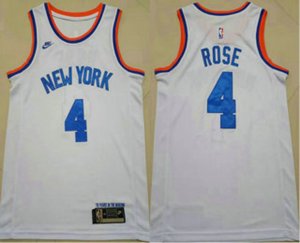 New York Knicks #4 Derrick Rose White NEW 2021 Nike Swingman Stitched Jersey