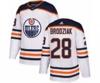 Edmonton Oilers #28 Kyle Brodziak Authentic White Away NHL Jersey