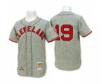 Cleveland Indians #19 Bob Feller Authentic Grey Throwback Baseball Jersey
