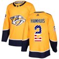 Nashville Predators #2 Dan Hamhuis Authentic Gold USA Flag Fashion NHL Jersey