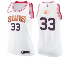 Women\'s Phoenix Suns #33 Grant Hill Swingman White Pink Fashion Basketball Jersey