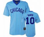 Chicago Cubs #10 Ron Santo Replica Blue White Strip Cooperstown Throwback Baseball Jersey