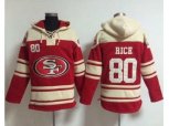 San Francisco 49ers #80 Jerry Rice Red Sawyer Hooded Sweatshirt NFL Hoodie