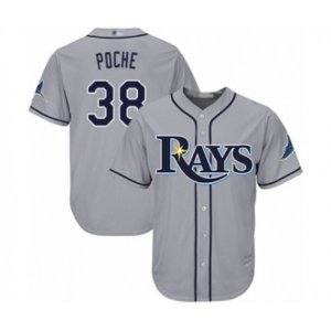 Tampa Bay Rays #38 Colin Poche Authentic Grey Road Cool Base Baseball Player Jersey