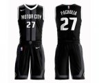 Detroit Pistons #27 Zaza Pachulia Authentic Black Basketball Suit Jersey - City Edition