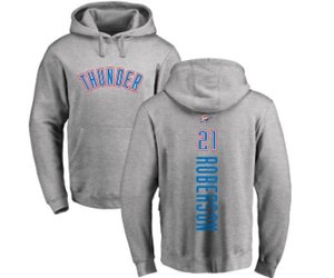 Oklahoma City Thunder #21 Andre Roberson Ash Backer Pullover Hoodie