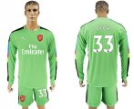 2017-18 Arsenal 33 CECH Green Long Sleeve Goalkeeper Soccer Jersey