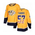 Nashville Predators #57 Dante Fabbro Authentic Gold USA Flag Fashion Hockey Jersey