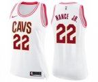 Women's Cleveland Cavaliers #22 Larry Nance Jr. Swingman White Pink Fashion Basketball Jersey