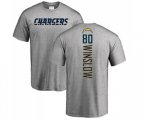 Los Angeles Chargers #80 Kellen Winslow Ash Backer T-Shirt