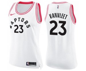Women\'s Toronto Raptors #23 Fred VanVleet Swingman White Pink Fashion Basketball Jersey