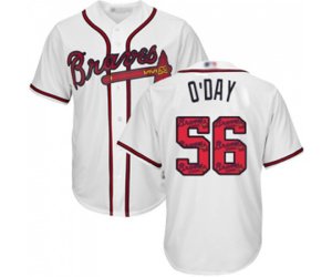 Atlanta Braves #56 Darren O\'Day Authentic White Team Logo Fashion Cool Base Baseball Jersey