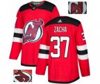 New Jersey Devils #37 Pavel Zacha Authentic Red Fashion Gold Hockey Jersey