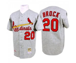 St. Louis Cardinals #20 Lou Brock Authentic Grey Throwback Baseball Jersey