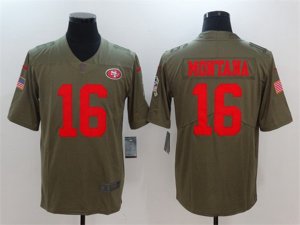 San Francisco 49ers #16 Joe Montana Olive Salute To Service Limited Jersey