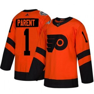 Philadelphia Flyers #1 Bernie Parent Orange Authentic 2019 Stadium Series Stitched NHL Jersey