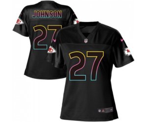 Women Kansas City Chiefs #27 Larry Johnson Game Black Fashion Football Jersey