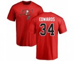 Tampa Bay Buccaneers #34 Mike Edwards Red Name & Number Logo T-Shirt