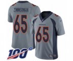 Denver Broncos #65 Gary Zimmerman Limited Silver Inverted Legend 100th Season Football Jersey
