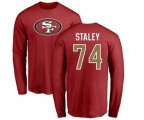 San Francisco 49ers #74 Joe Staley Red Name & Number Logo Long Sleeve T-Shirt