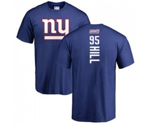 New York Giants #95 B.J. Hill Royal Blue Backer T-Shirt