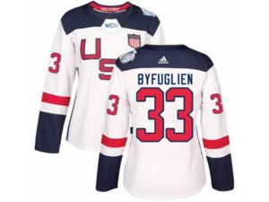 Women Adidas Team USA #33 Dustin Byfuglien Authentic White Home 2016 World Cup Hockey Jersey
