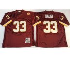 Washington Redskins #33 Sammy Baugh Red With 50TH Patch Authentic Throwback Football Jersey