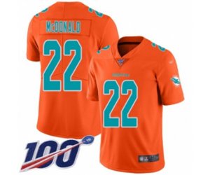 Miami Dolphins #22 T.J. McDonald Limited Orange Inverted Legend 100th Season Football Jersey