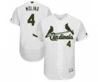 St. Louis Cardinals #4 Yadier Molina White Memorial Day Authentic Collection Flex Base Baseball Jersey