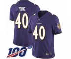 Baltimore Ravens #40 Kenny Young Purple Team Color Vapor Untouchable Limited Player 100th Season Football Jersey